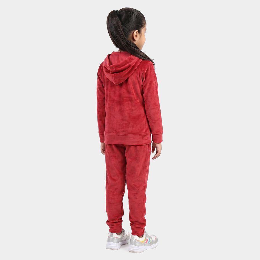 Girls Maroon Hooded Lounge Hipster Set, मरून, large