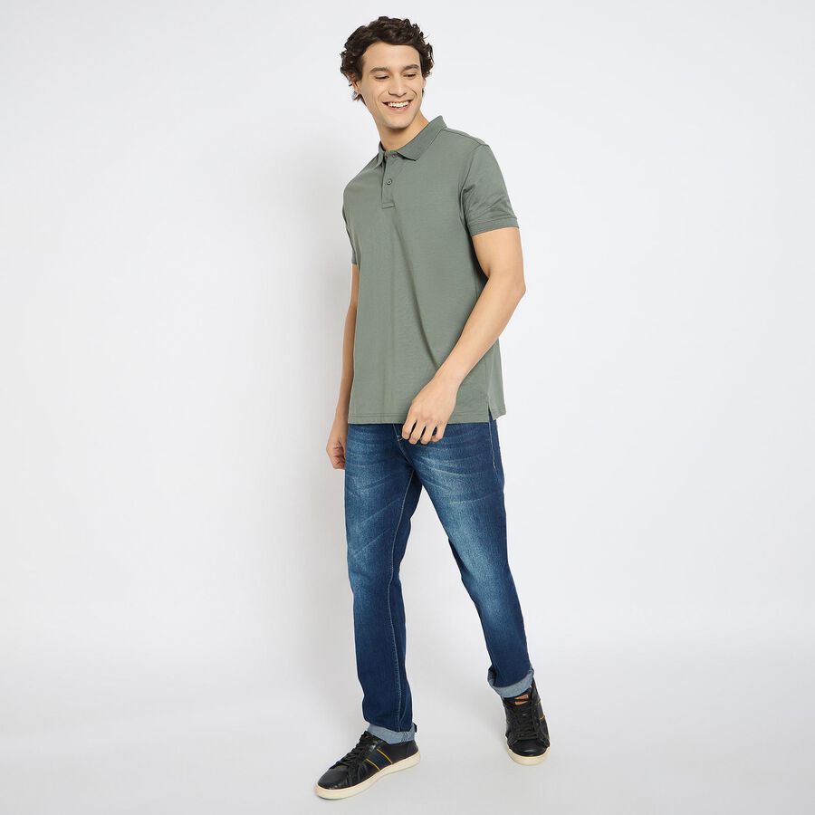 Men's 100% Cotton Collared Half Sleeves T-Shirt , Light Green, large image number null