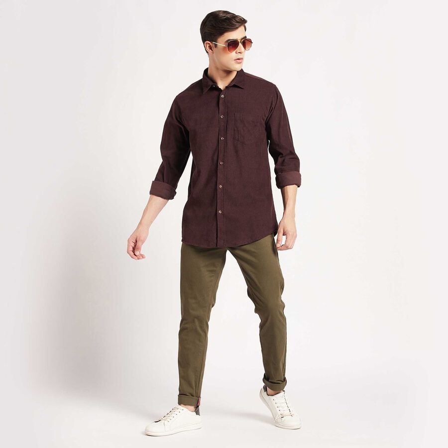 Solid Cotton Casual Shirt, Brown, large image number null