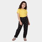 Girls Black Regular Fit Solid Pyjama, काला, small