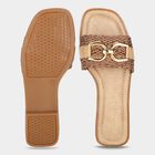 Women's Beige Chain Detail Slide Sandals, Beige, small