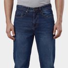 Men's Blue Slim Fit Washed Jeans, Dark Blue, small