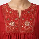 Women's Rust Notch Neck EmbroideRust A-Line Kurti, रस्ट, small