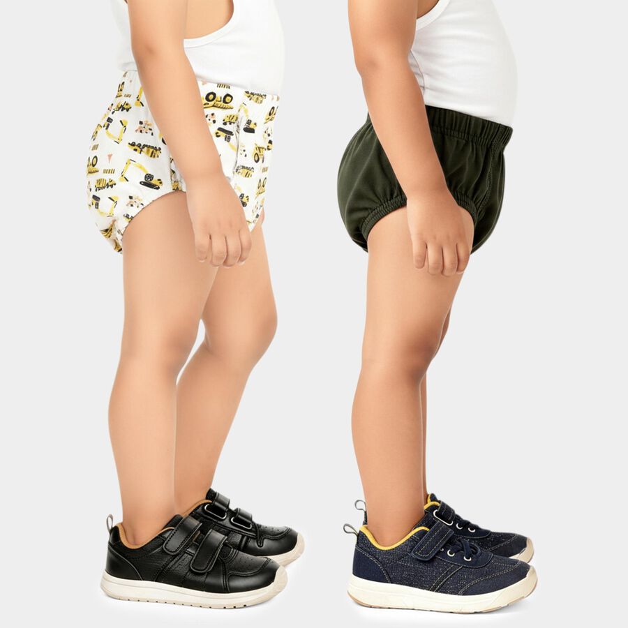 Boys' Off White Regular Fit Printed and Solid Briefs, ऑफ व्हाइट, large