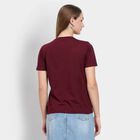 Ladies' Round Neck T-Shirt , वाइन, small image number null
