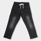 Boys' Faded Black Regular Fit Elastic Waist Jeans, काला, small image number null