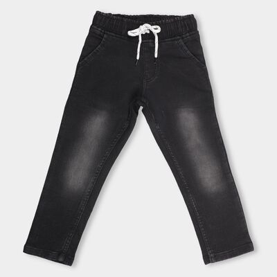 Boys' Faded Black Regular Fit Elastic Waist Jeans