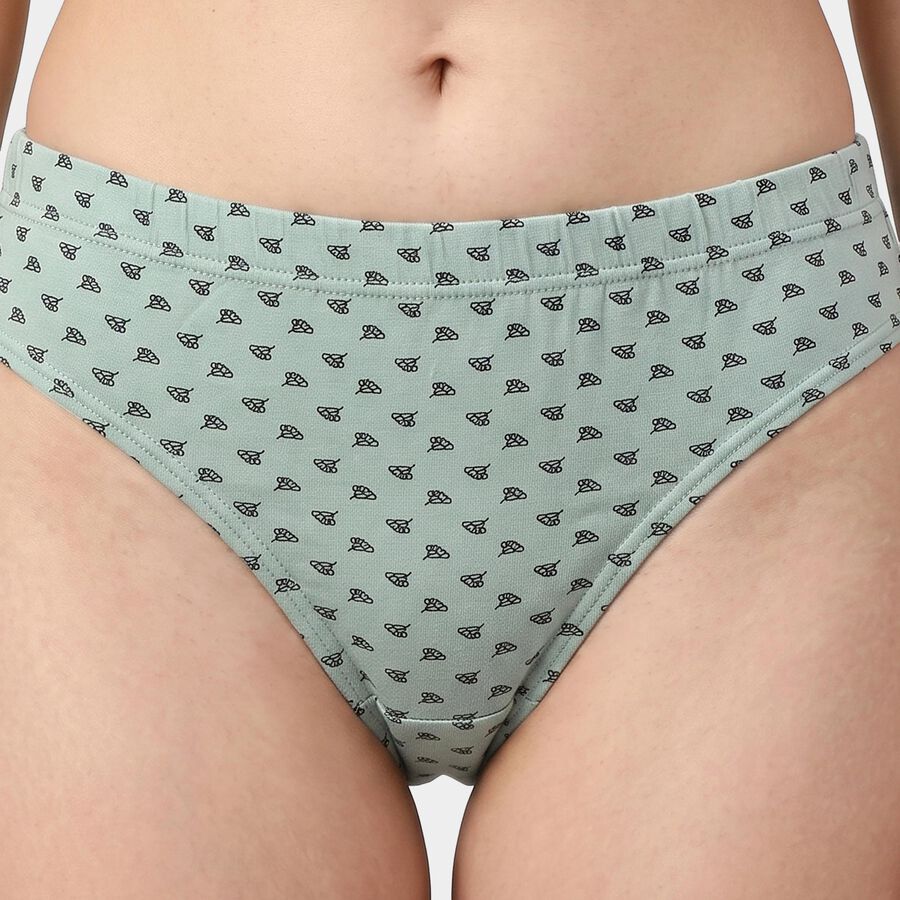 Women's Green Regular Fit Printed Brief Panty, Light Green, large