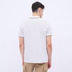 Men's Rich Eggshell White Cotton Polo Neck Printed T-Shirt, White, small image number null