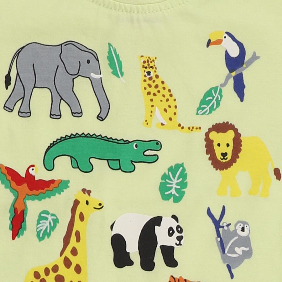 Infants' Light Green Cotton Round Neck Jungle Safari Baba Suit, Light Green, large