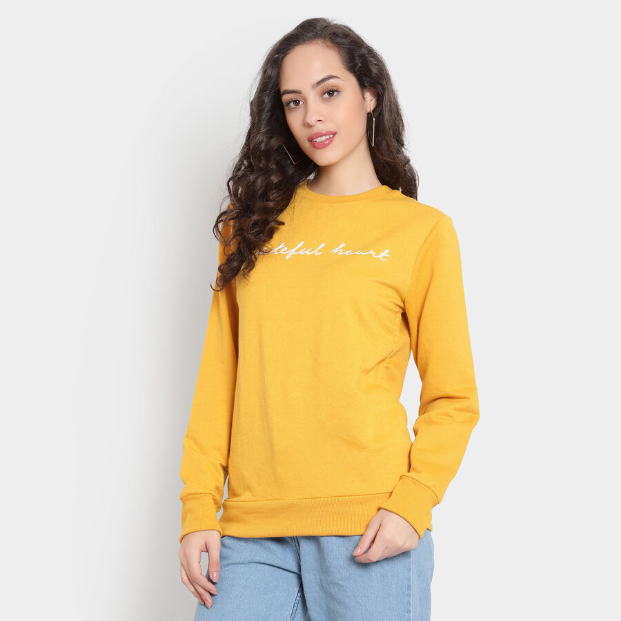 Round Neck Sweatshirt, Mustard, large image number null