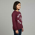 Girls Deep Burgundy Crew Neck Graphic Sweatshirt, Wine, small image number null
