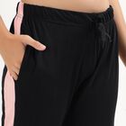 Women's Jet Black Regular Fit Side-Striped Track Pants, Black, small image number null