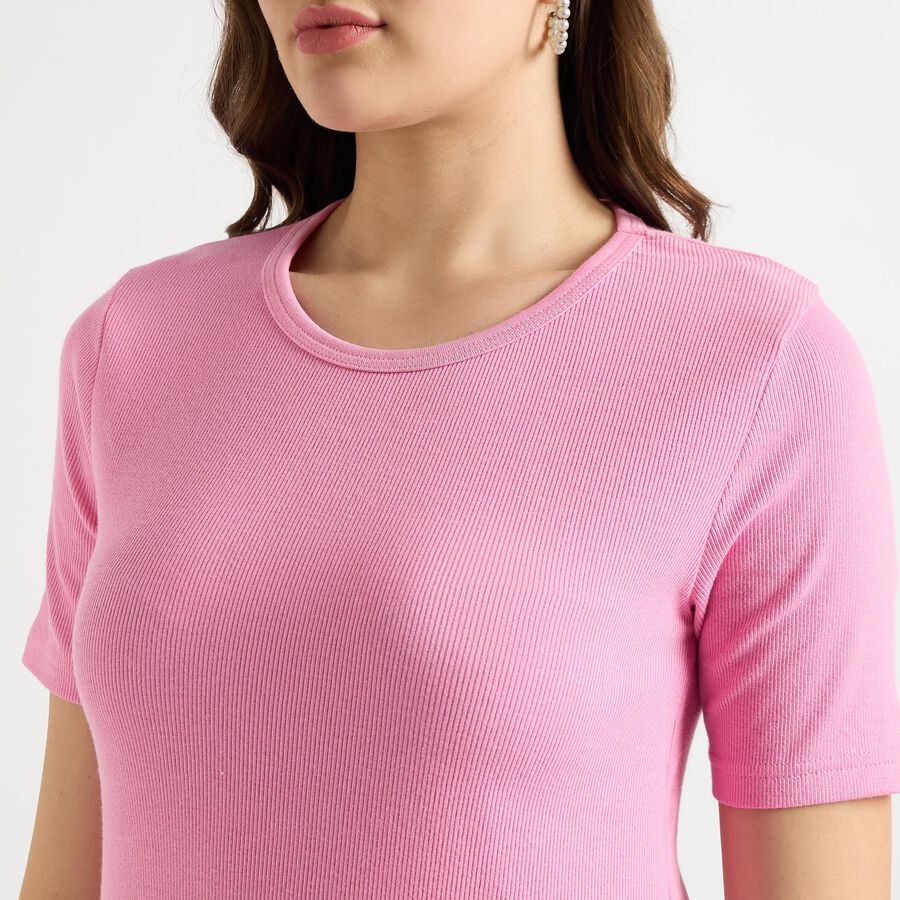 Ladies' Round Neck T-Shirt, Pink, large image number null