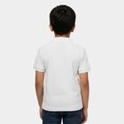 Boys White Cotton Round Neck Casual Half Sleeves T-Shirt, ऑफ व्हाइट, small