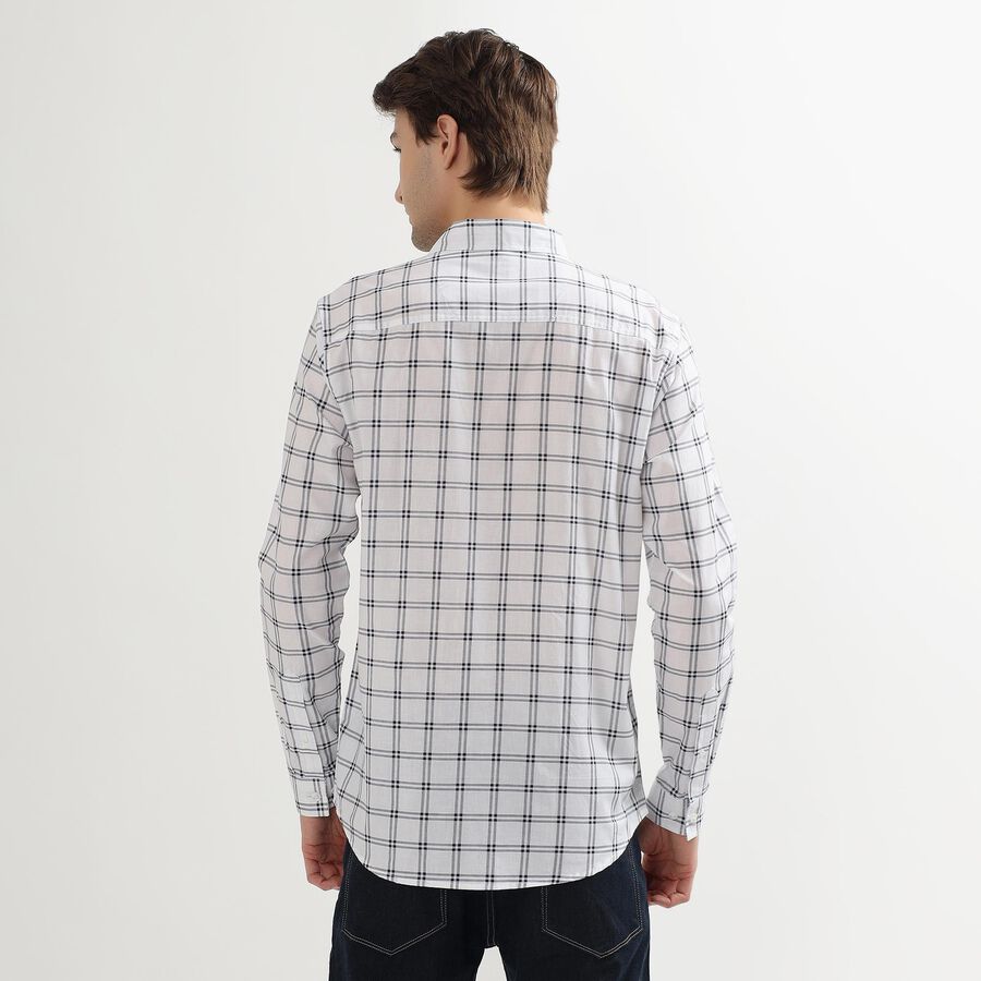 Men's Rich Eggshell White Cotton Classic Casual Shirt, White, large