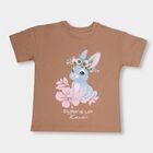 Girls' Muted Brown Cotton Round Neck Casual T-Shirt, Brown, small image number null