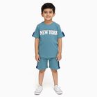 Boys' Light Blue Cotton Round Neck Printed Baba Suit, Light Blue, small image number null