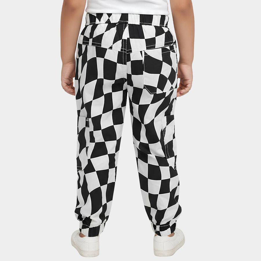Boys' Black and White Checkered Cargo Trousers, हल्का ग्रे, large image number null