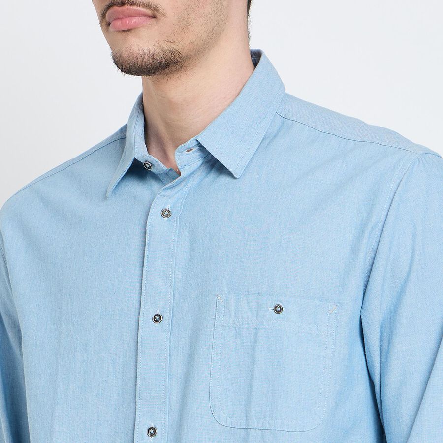 Men's 100% Cotton Casual Shirt , Light Blue, large image number null