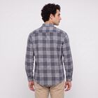 Men's Grey 100% Cotton Long Sleeves Spread Collar Casual Shirt, गहरा ग्रे, small