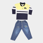 Infants Cotton Polo Style Baba Suit, Yellow, small image number null