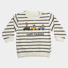 Infants' Cream Cotton Round Neck Regular Sweatshirt, Off White, small