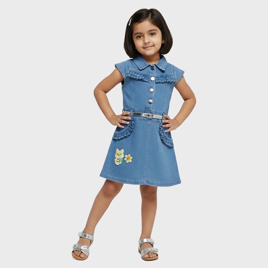 Girls' Frock, हल्का नीला, large