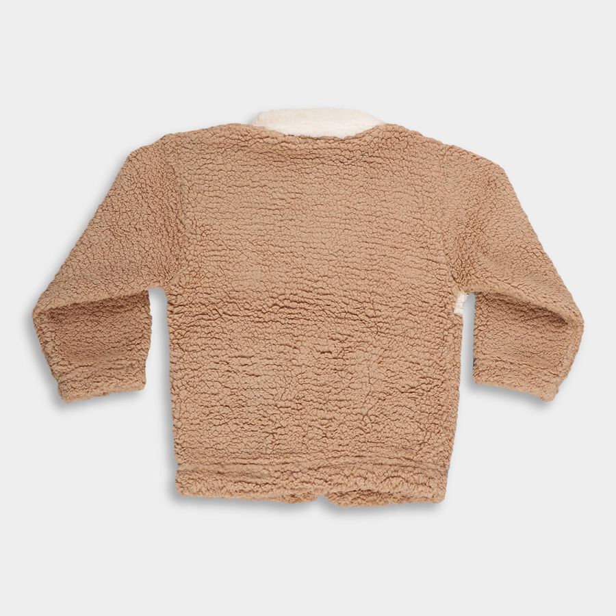 Infants' Beige and Cream High Neck Full Sleeve Sweatshirt, गहरा पीला, large image number null