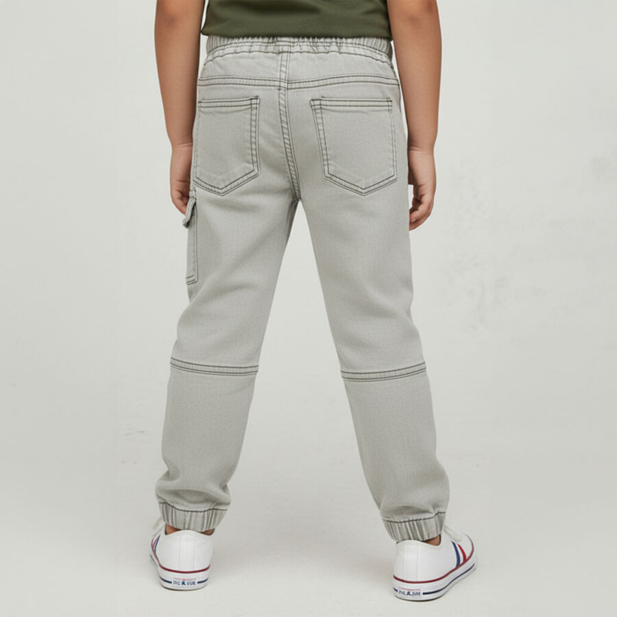 Boys' Light Grey Cargo Fit Jogger Jeans, Olive, large image number null
