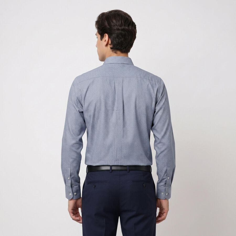 Men's Blue Regular Collar Regular Fit Formal Shirt, Mid Blue, large