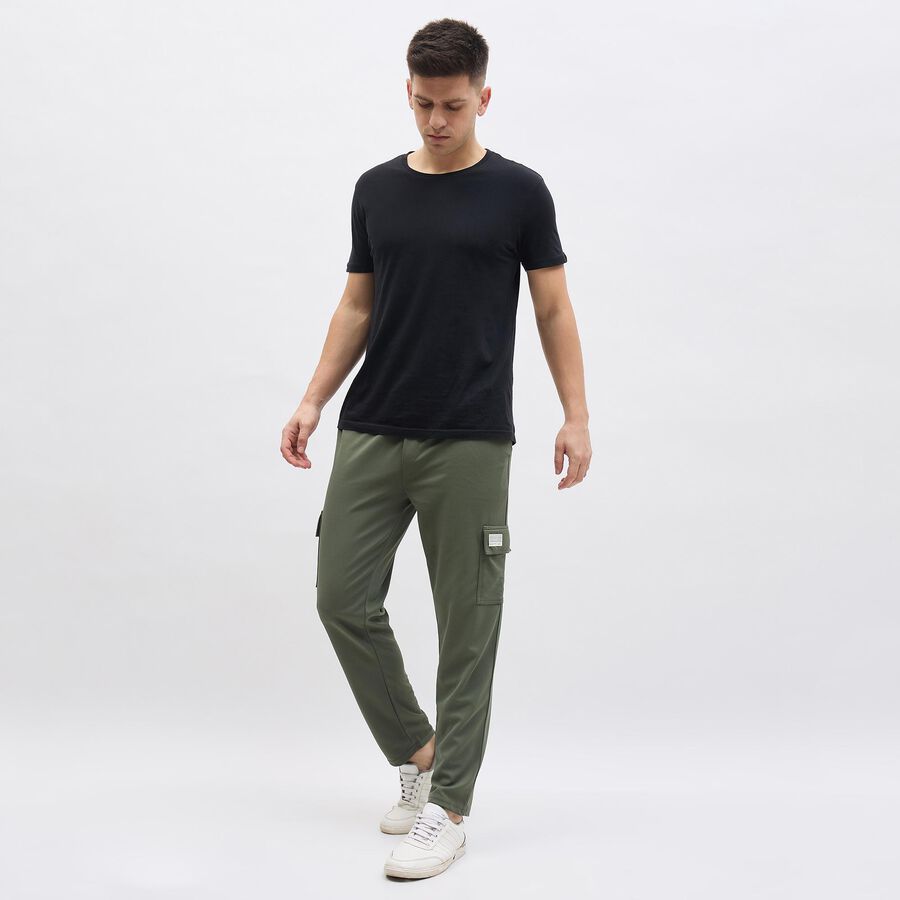 Men's Olive Green Slim Fit Cargo Jogger, हल्का हरा, large