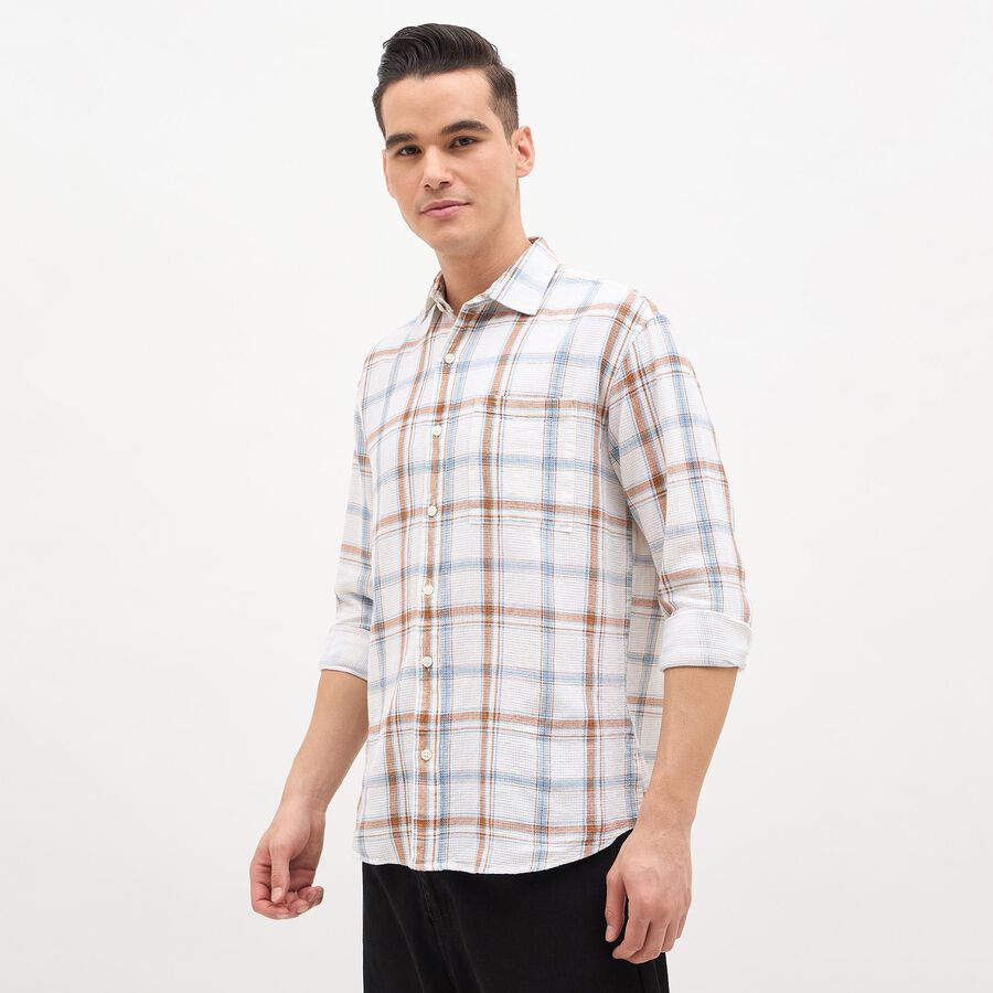 Men's Muted Beige Cotton Spread Collar Casual Shirt, गहरा पीला, large image number null