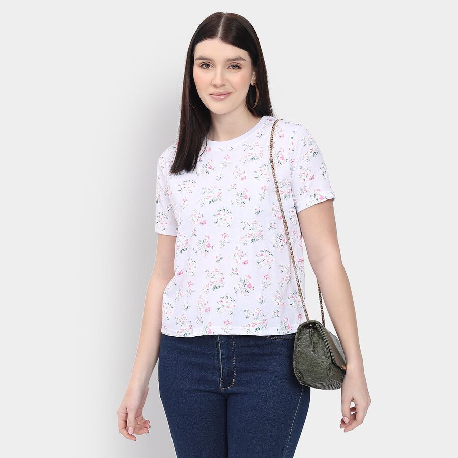 Ladies' Round Neck T-Shirt , White, large