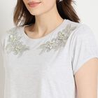 Ladies' Round Neck T-Shirt, मिश्रित हल्का ग्रे, small image number null
