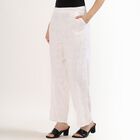 Women's Bright White Wide-Leg Embroidered Trousers, Off White, small
