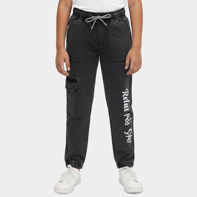 Boys' Dark Grey Regular Fit Stretchable Jeans