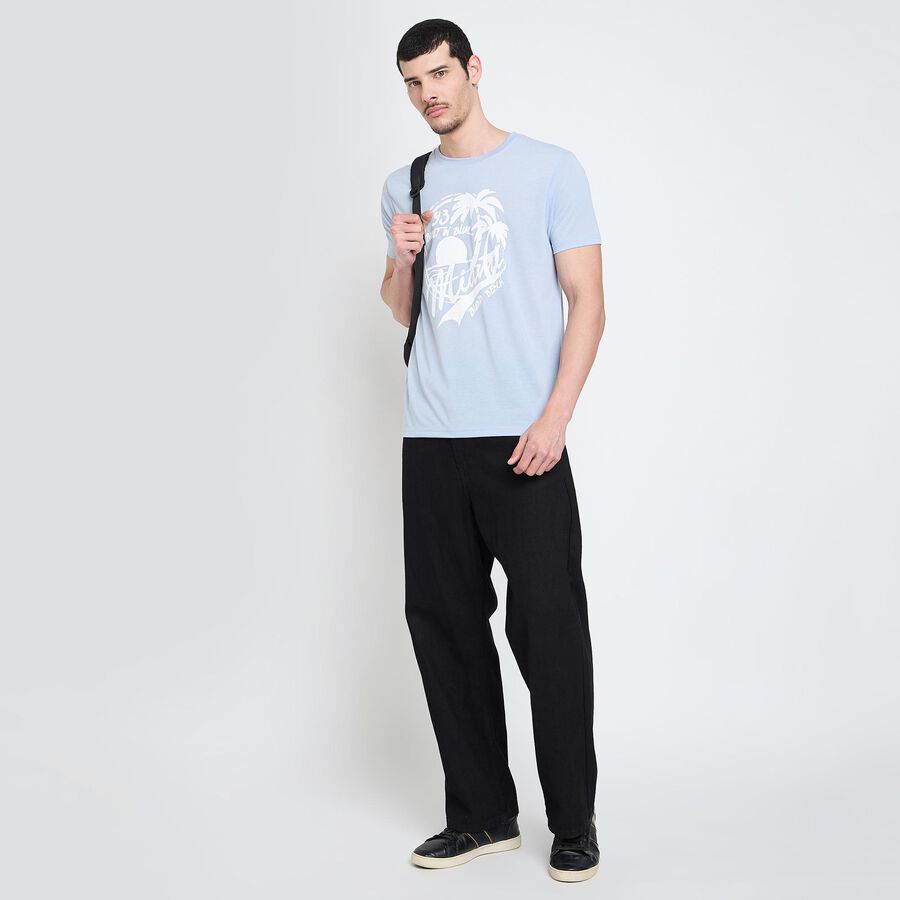 Men's Round Neck Half Sleeves T-Shirt, Sky Blue, large image number null