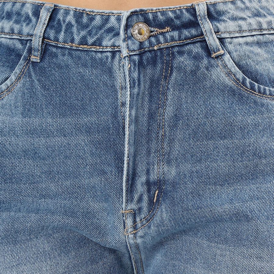 Women's Light Bleached Blue Regular Fit High-Rise Jeans, Mid Blue, large image number null