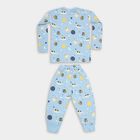 Boys' Light Blue Cotton Round Neck Printed Baba Suit, Light Blue, small image number null
