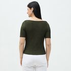 Women's Olive Round Neck Casual Top, Olive, small