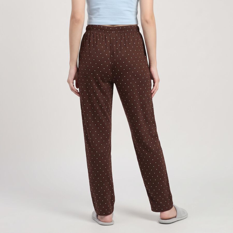 Women's Brown Straight Fit Polka Dot Pyjama, Brown, large