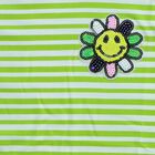 Girls Green Crew Neck Striped T-Shirt, हल्का हरा, small
