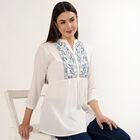 Women's White Round Neck Straight Kurti, White, small
