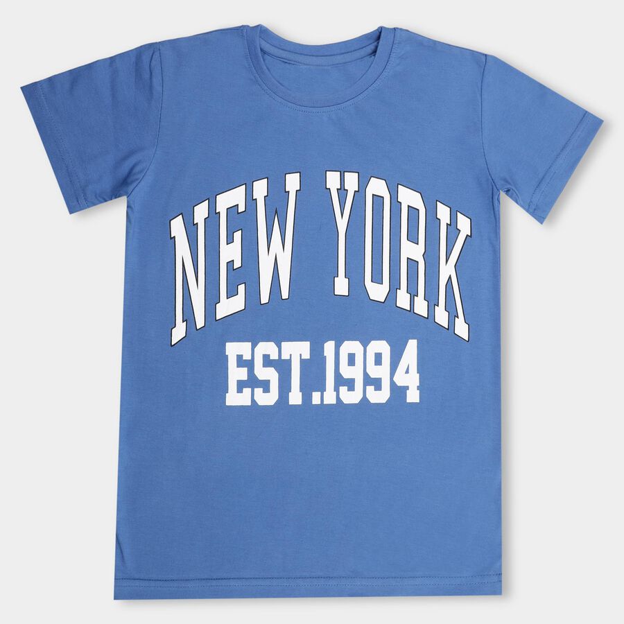 Boys' Half Sleeves T-Shirt, Mid Blue, large image number null