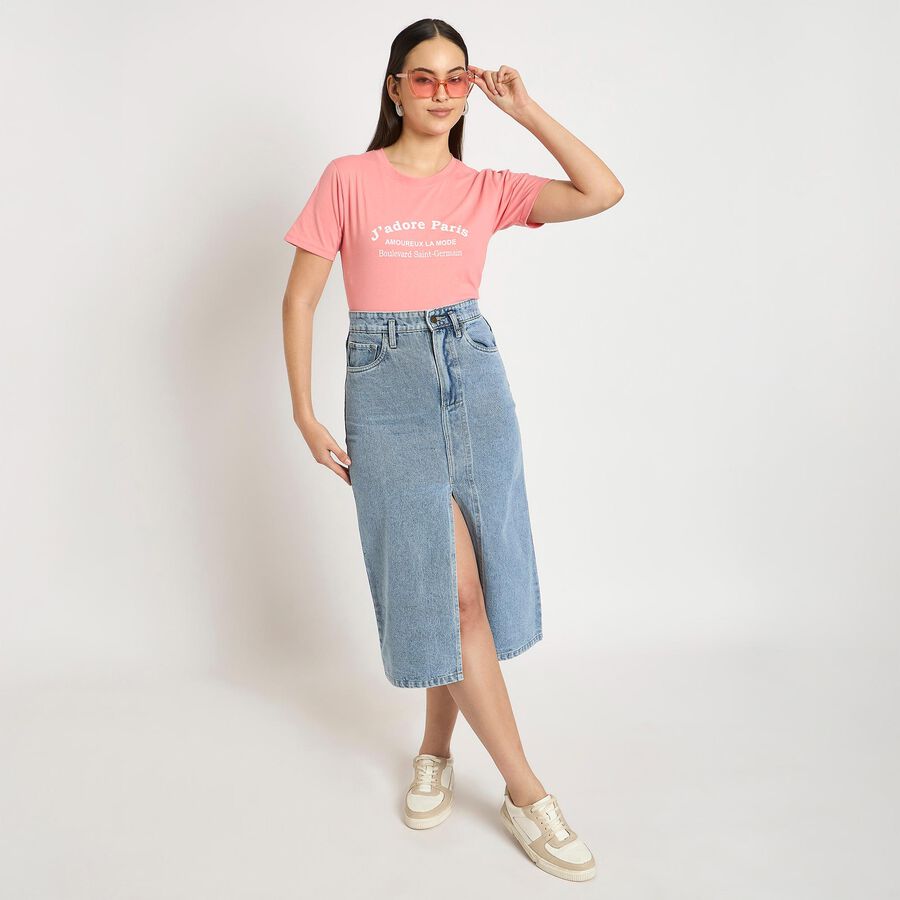 Ladies' Round Neck T-Shirt , Pink, large image number null
