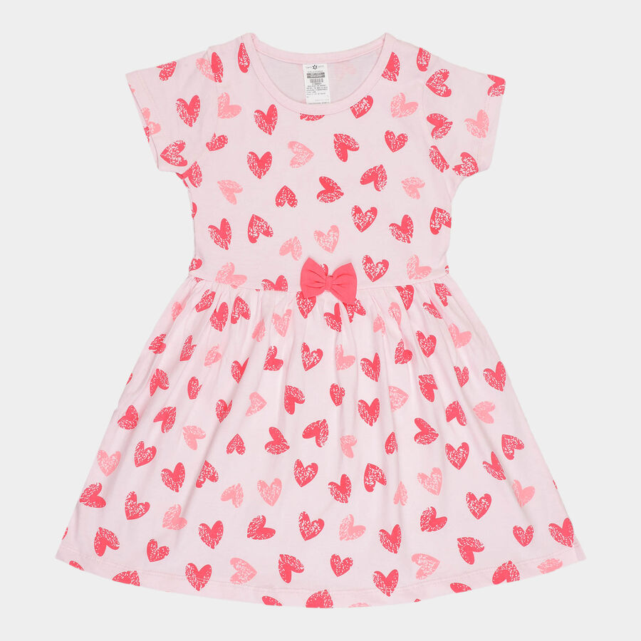 Girls Cotton Frock, Light Pink, large image number null