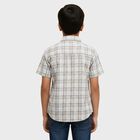 Boys Light Grey Button-Down Casual Shirt, Light Grey, small