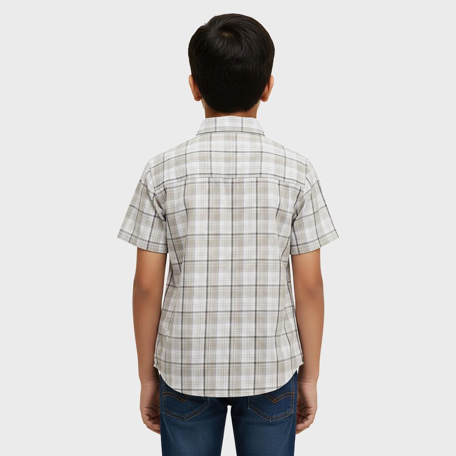 Boys Light Grey Button-Down Casual Shirt, Light Grey, large