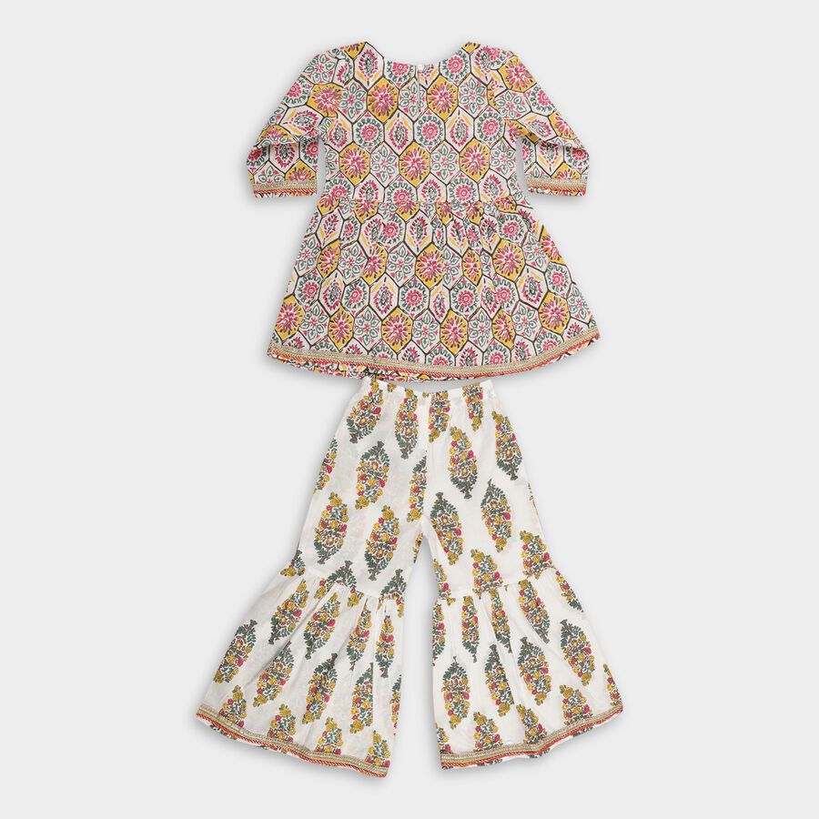 Girls' 100% Cotton Fusion Set, ऑफ व्हाइट, large image number null